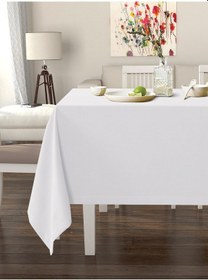 Resim Beyaz Renk Masa Örtüsü Kadife Dokulu Leke Tutmaz Beyaz 