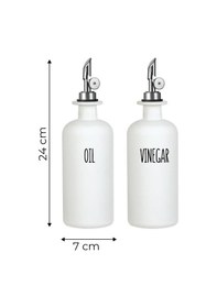 Resim 2'li Akıllı Otomatik Kapaklı Cam Yağlık Sirkelik Seti 500 Ml - Nordic Beyaz Yağdanlık Seti Beyaz 