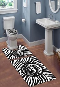 Resim Modern Desenli Dijital Baskı 3’lü Banyo Paspas Takımı Yıkanabilir Kaymaz Tabanlı Klozet Takımı KLZ0034 