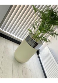 Resim Dekoratif Krom Darbuka Beyaz Saksı 70cm 