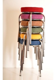 Resim 6 Lı Renkli Tay Tüyü Ahtapot Tabure Mutfak Taburesi Demir Tabure 