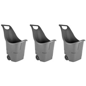 Resim Omnipazar So-baha Tekerlekli Bahçe Düzenleme Arabası 50 Lt Antrasit 3 Adet 