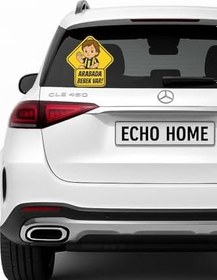 Resim Araba Arkası Arabada Bebek Var Sticker Oto Sticker – Sarı Lacivert Tişörtlü Erkek Bebek 