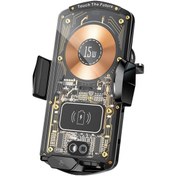 Resim Butu A06 Şeffaf Araç Hava Firar Telefon Tutucu Kablosuz Şarj Cihazı Siyah 