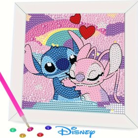Resim Stitch & Angel Dust Elmas Boyama Kiti - Kalpler ve Gökkuşağı ile Romantik Sevgililer Günü Tasarımı, Ev Dekoru için Akrilik Boncuklar, Çiftler için Mükemmel Hediye, Sevgililer Günü Hediyesi | Eğlenceli Tasarım | Akrilik 