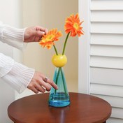 Resim 1 adet Modern Cam Konik Vazo, Yaratıcı Renk Blokajlı Cam Vazo, Ev Çiçek Vazo Dekorasyonu, Ev Dekorasyonu, Oturma Odası Dekorasyonu, Giriş Vazo Düzenlemesi, Otel Dekorasyonu, Düğün Banketi Dekorasyonu, Festival Dekorasyonu, Hediye Düzenlemesi 