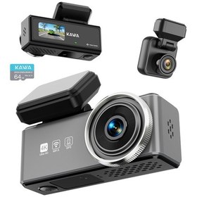 Resim Kawa D9 2 Kameralı Ön+arka 4k+1080p Hdr Wi-fi Gps'li Gece Görüşlü Araç Kamerası + 64gb Hafıza Kartı 