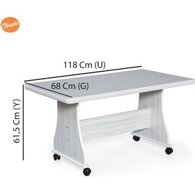 Resim Eliusta_Ticaret Tekerlekli Mdf Masa Orta Sehpa Ofis Sehpası Yemek Masası 