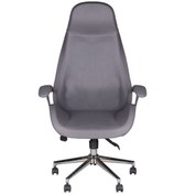 Resim Delta Düz Antrasit Deri Makam Koltuğu Gri 