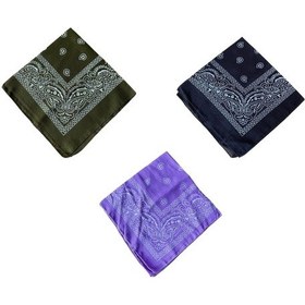 Resim Pamuklu Klasik Desen Unisex 3lü Bandana Seti Renkli Bandana Etnik Desenli A Kalite Bandana Altın 