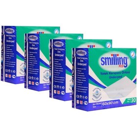 Resim Smilling Pet Köpek Çiş Pedi Yatak Koruyucu Örtüsü Beyaz 4 x 30'lu 60 x 90 CM 