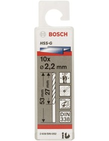 Resim Bosch Hss-G 2.2X53 Mm Metal Matkap Ucu 10'Lu Paket 2608595052 