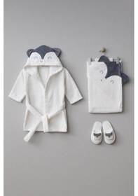 Resim Bebitof %100 Pamuk Tilki Desenli Bebek Bornoz Seti Bbtf.byz.30045 0 - 24 Ay 