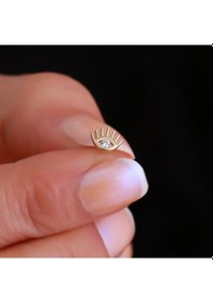 Resim 14 Ayar Altın Kirpik Göz Tragus Piercing Sarı 