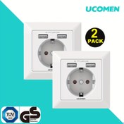 Resim UCOMEN Duvar Prizi, 2 USB A ile Hızlı Şarj Cihazı, 16A/3680W 