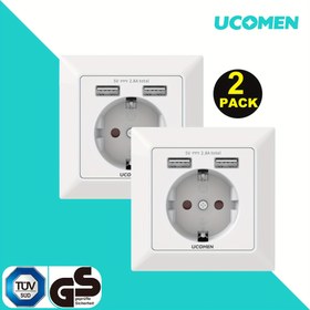 Resim UCOMEN Duvar Prizi, 2 USB A ile Hızlı Şarj Cihazı, 16A/3680W 
