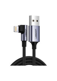 Resim Ugreen Örgülü 90° Lightning Apple iPhone Uyumlu Şarj Ve Data Kablosu Siyah 1.5 