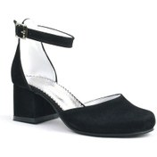 Resim Merida Siyah Süet Kalın Topuklu Kız Çocuk Topuklu Ayakkabı Siyah 