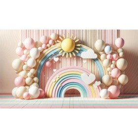 Resim Venspor Renkli Gökkuşağı ve Balonlu Arkaplan 200 x 150 cm Bebek ve Çocuk Fotoğrafçılığı Için Fon Duvar Örtüsü 