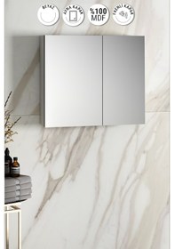 Resim Çiğdem 80 Cm Beyaz Mdf Aynalı Asma Banyo Üst Dolabı Beyaz 