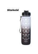 Resim Degrade Renk 1000 Ml Plastik Su Şişesi Saman İle Sızdırmaz Spor Su Şişesi Açık Gradient Black 900-1000ml Gradient Black 