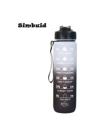 Resim Degrade Renk 1000 Ml Plastik Su Şişesi Saman İle Sızdırmaz Spor Su Şişesi Açık Gradient Black 900-1000ml Gradient Black 