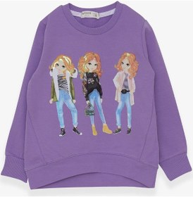 Resim Breeze Kız Çocuk Sweatshirt Pullu Kız Baskılı 3-8 Yaş, Lila-lila Lila 