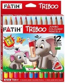 Resim Fatih Triboo Jumbo Kuru Boya Kalem 12 Renk + Kalemtraş 