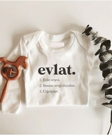 Resim Tuğbababy Evlat Anlamı Uzun Kol Çıtçıtlı Organik Bebek Body 