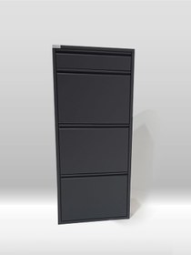 Resim 3 + 1 Kapaklı Siyah Metal Ayakkabılık 