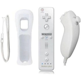 Resim Nintendo Wii 2in1 Motion Plus Remote Kontroller + Nunchuk Kontroller Set Beyaz 