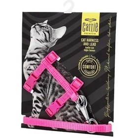 Resim Cattie Kedi Göğüs Ve Gezdirme Tasma Takımı Pembe 1x25-40 Cm 