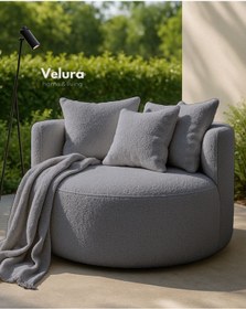 Resim Velura Home & Living Miz Berjer & Puf & Armut & Tekli Koltuk & Dinlenme Koltuğu - Mavi 