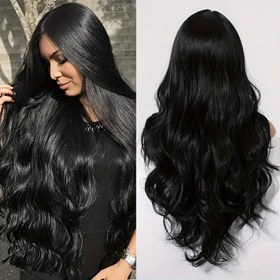 Resim Kadınlar için Şık 66.04cm Vücut Dalga Glam Peruk - Orta Bölünmüş, Parlak & Isıya Dayanıklı - Noel, Cosplay & Partiler için Mükemmel 