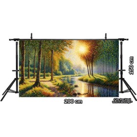 Resim Venspor Parlak Güneşli Orman Manzaralı Arkaplan, 200x150cm Fon Duvar Örtüsü 