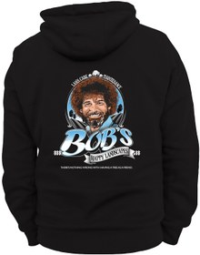 Resim remonz Bob Ross Arka Baskılı, %100 Pamuk, 3 Ipl. Şardonlu, Içi Polar, Çok Kalın Hoodie 