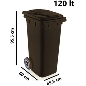Resim Omnipazar Sy-6505 Tekerlekli Kapaklı Plastik Çöp Konteyneri 120 Lt Siyah 