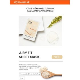 Resim Missha Airy Fit Sheet Mask Rice Pirinç Özlü Aydınlatıcı ve Nemlendirici Yaprak Maske 