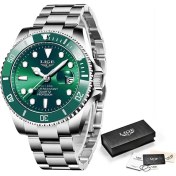 Resim Hanyang Çelik Yeşil Lıge Izle Erkekler Için Kol Saati Lüks Kuvars Spor Su Geçirmez Tarih Saatler Dalış Askeri Erkek Saat Izle Adam Relogio Masculino (Yurt Dışından) 