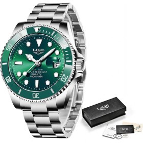 Resim Hanyang Çelik Yeşil Lıge Izle Erkekler Için Kol Saati Lüks Kuvars Spor Su Geçirmez Tarih Saatler Dalış Askeri Erkek Saat Izle Adam Relogio Masculino (Yurt Dışından) 