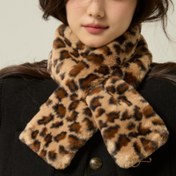 Resim Kadınlar için benekli kışlık kalınlaştırılmış sıcak boyun koruma eşarp, çok fonksiyonlu basit çapraz kürk yaka, şık ve modaya uygun 