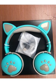 Resim TG Kedi Kulaklı Kulaklık Led Işıklı Mikronlu Hafıza Kartı/Aux Girişli Kablosuz Bluetooth Kedi Kulaklık 