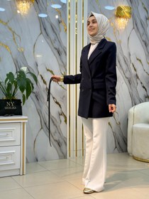 Resim AYNAZ KEMER DETAYLI 4 DÜĞMELİ BLAZER CEKET 140060 - Lacivert / 42 