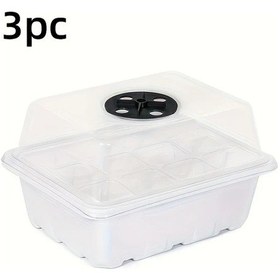 Resim Chuangyinshop 3 Adet 12 Delikli Ayarlanabilir Nem Kubbeli Mini Sera Plastik Tohum Başlatma Seti 