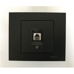 Resim Ovivo Grano Siyah Nummeris Telefon Prizi Mekanizma+ Çerçeveli 