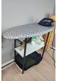 Resim İyimi Ekinezya Smart Fix Dolaplı Raflı Sabit Ütü Masası Gri Yıldızlı 