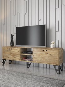 Resim Woodn Love Sofia 180 Cm Metal Ayaklı Tv Ünitesi - Atlantik Çam / Siyah 