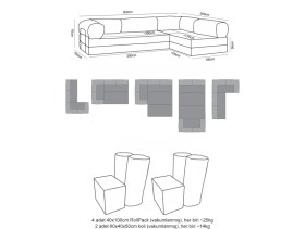 Resim Argimo Zenya Corner Köşeli Uzanma Koltuğu ve Katlanır Yatak 