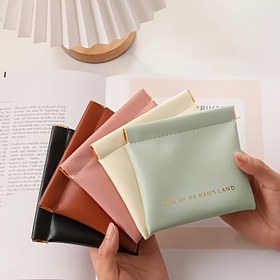 Resim Sevgililer Günü Mini Kadın Düzenleyici Çanta - Otomatik Kapanma, Kulaklıklar, Makyaj, Hijyen Ürünleri ve Paralar için Çok Amaçlı - Kahve, Mint Yeşili, Krem, Pembe ve Siyah 