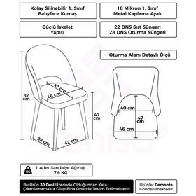 Resim Canisa Pane Serisi 2 Adet Antrasit Mutfak Sandalyesi Babyface Kumaş Krom Kaplama Ayak Antrasit Sandalye Krom Ayak 